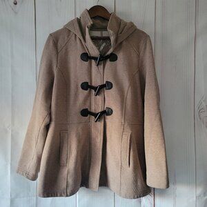 Sebby Toggle/Zip/Button Front Jacket, Women’s XL, Tan, Tailored Fit EUC